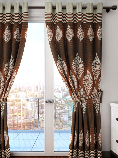 

HOUZZCODE Brown & Beige Single Long Door Curtain