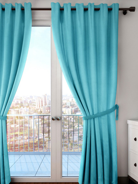 

HOUZZCODE Turquoise Blue Single Door Curtain
