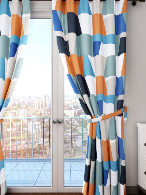 

HOUZZCODE Multicoloured Geometric Single Long Door Curtain, Multi