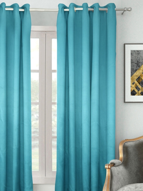 

HOUZZCODE Turquoise Blue Blackout Single Window Curtain