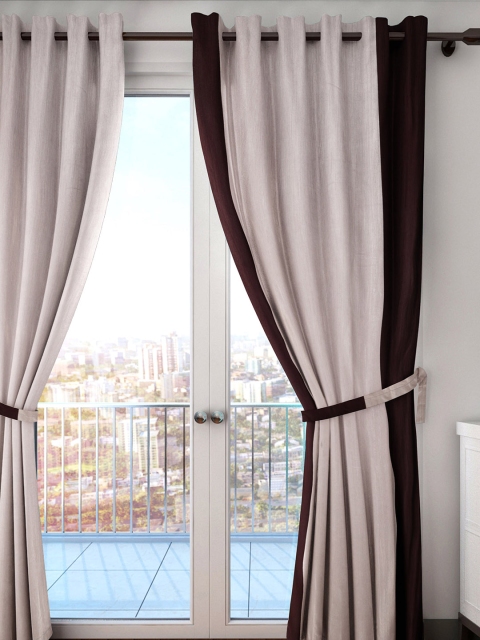 

HOUZZCODE Burgundy & Pink Colourblocked Single Long Door Curtain