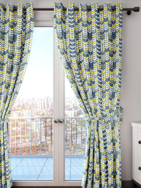 

HOUZZCODE Grey Printed Single Long Door Curtain