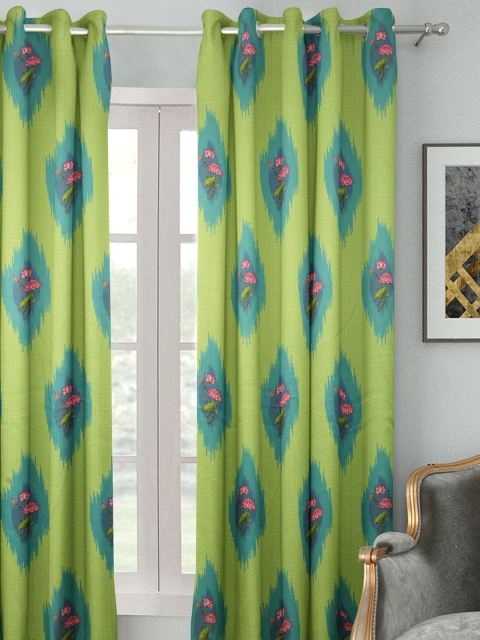 

HOUZZCODE Sea Green Printed Single Window Curtain