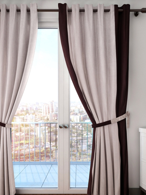 

HOUZZCODE Burgundy & Pink Colourblocked Single Door Curtain