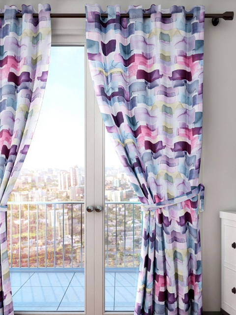 

HOUZZCODE Multicoloured Printed Single Long Door Curtain, Multi