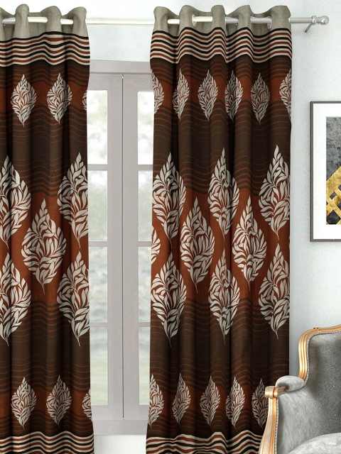 

HOUZZCODE Brown & Beige Ethnic Single Window Curtain