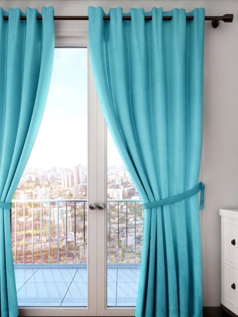 

HOUZZCODE Turquoise Blue Single Long Door Curtain