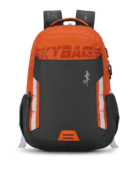 

Skybags Unisex Grey & Orange Colourblocked FIGO EXTRA 02 Backpack