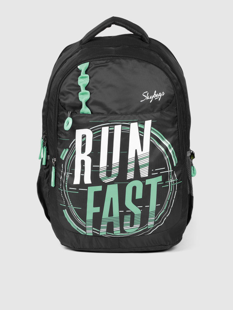 

Skybags Unisex Black & Green Figo Typography Backpack