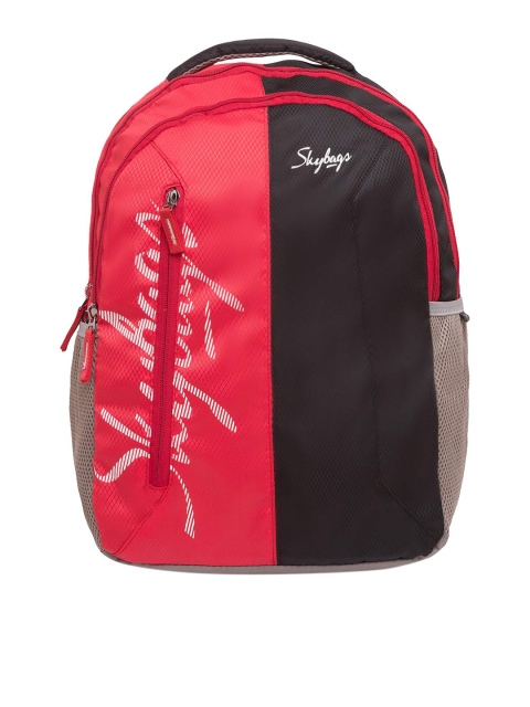 

Skybags Unisex Red & Black Colourblocked Backpack