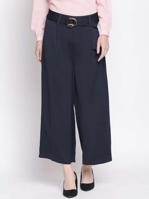 

Annabelle by Pantaloons Women Navy Blue Regular Fit Solid Crop Culottes