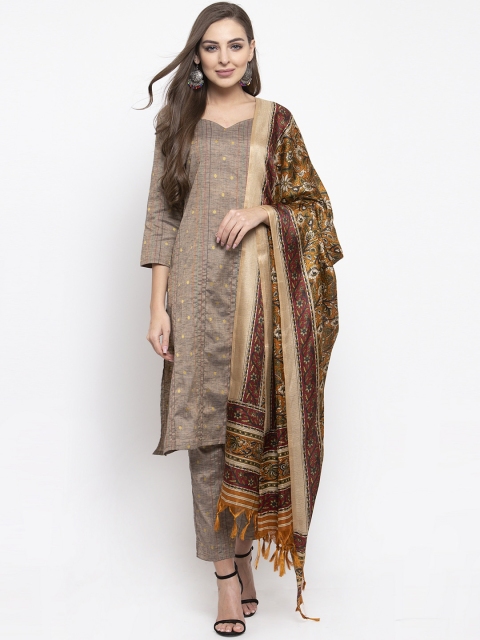 

Jompers Women Grey & Brown Kurta with Trousers & Dupatta