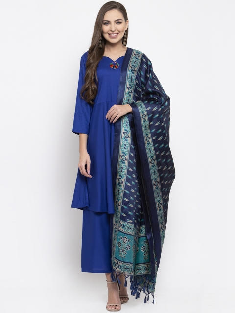 

Jompers Women Blue Solid Kurta with Palazzos & Dupatta