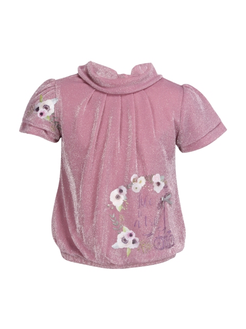 

CUTECUMBER Girls Pink Printed Blouson Top