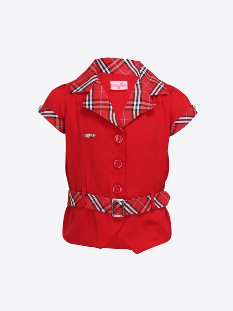 

CUTECUMBER Girls Red Checked Shirt Style Top