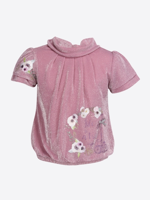 

CUTECUMBER Girls Pink Printed Blouson Top