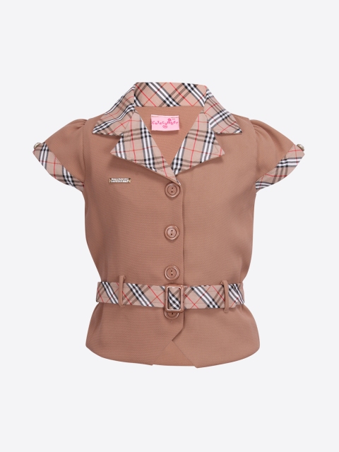 

CUTECUMBER Girls Brown Solid Shirt Style Top