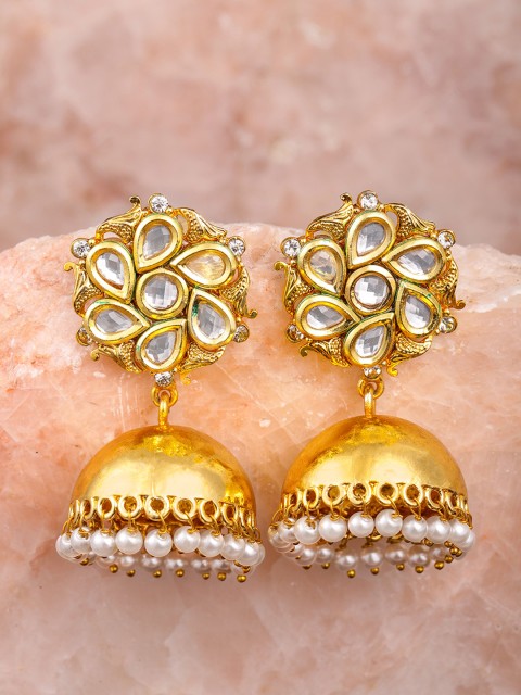 

Zaveri Pearls Gold-Plated & White Dome Shaped Jhumkas