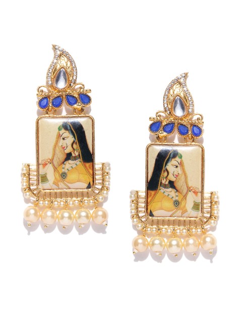 

Zaveri Pearls Gold-Toned Contemporary Drop Earrings