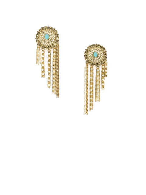 

Zaveri Pearls Gold-Plated & Blue Contemporary Drop Earrings