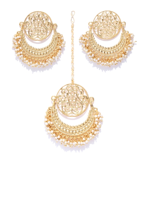 

Zaveri Pearls Gold-Plated & Off-White Pearl Embellished Jewellery Set