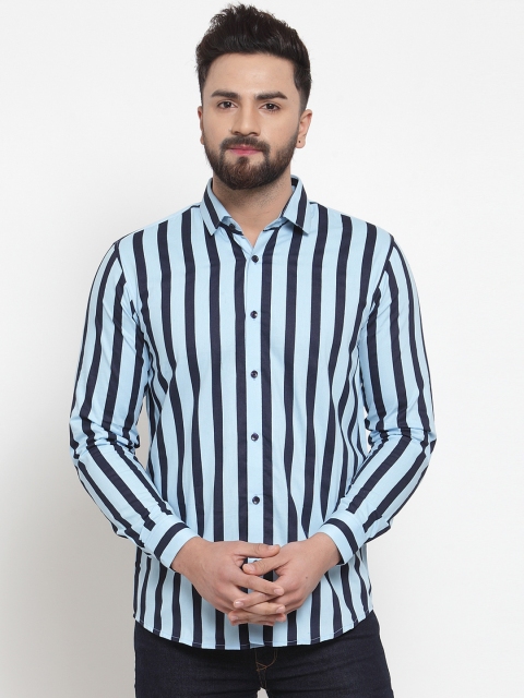 

JAINISH Men Blue Classic Regular Fit Striped Casual Shirt