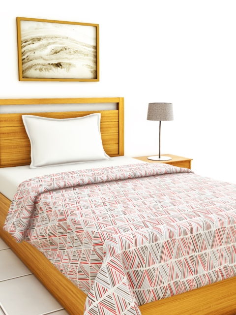 

BIANCA Grey & Pink Geometric AC Room 150 GSM Single Bed Comforter