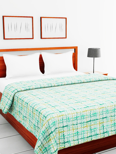 

BIANCA Blue & White Checked AC Room 300 GSM Double Bed Comforter