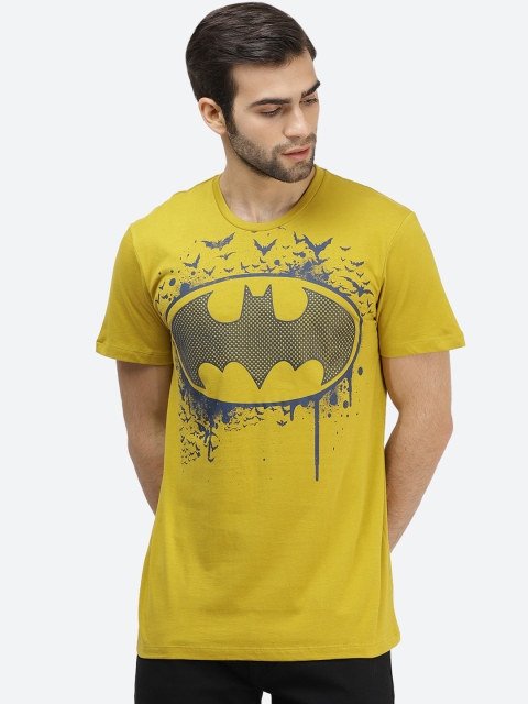 

Free Authority Men Yellow Batman Printed Round Neck T-shirt