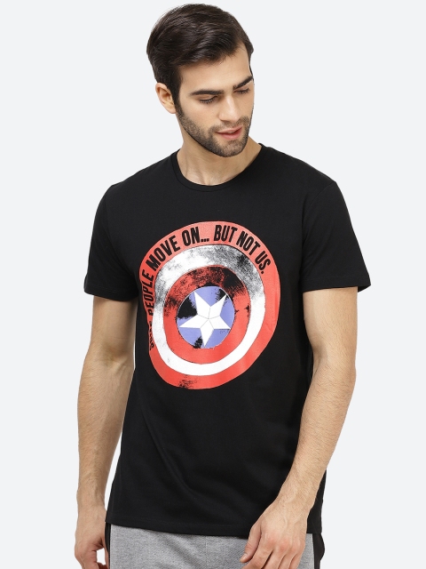 

Free Authority Men Black Captain America Printed Round Neck T-shirt