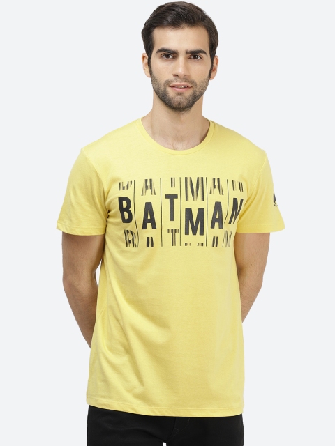 

Free Authority Men Yellow Batman Printed Round Neck T-shirt