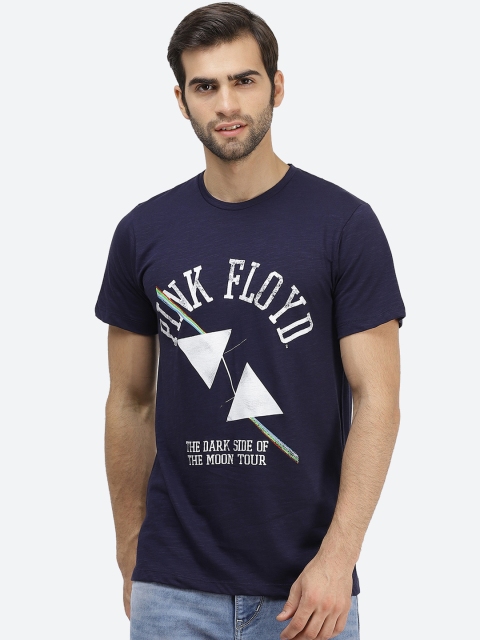 

Free Authority Men Blue Pink Floyd Printed Round Neck Pure Cotton T-shirt