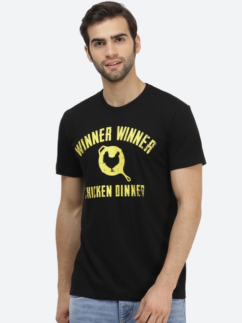 

Free Authority Men Black PUBg Printed Round Neck Pure Cotton T-shirt