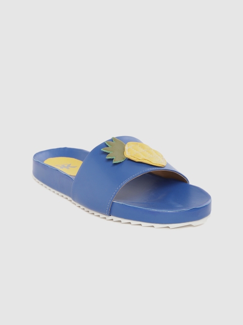 

Kook N Keech Women Blue & Yellow Pineapple Applique Open Toe Flats
