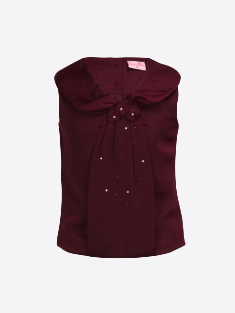 

CUTECUMBER Girls Maroon Embellished Top