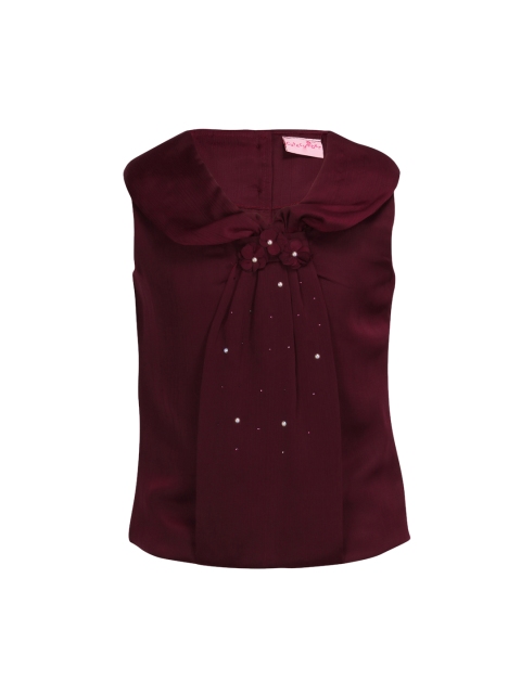 

CUTECUMBER Girls Maroon Embellished Top