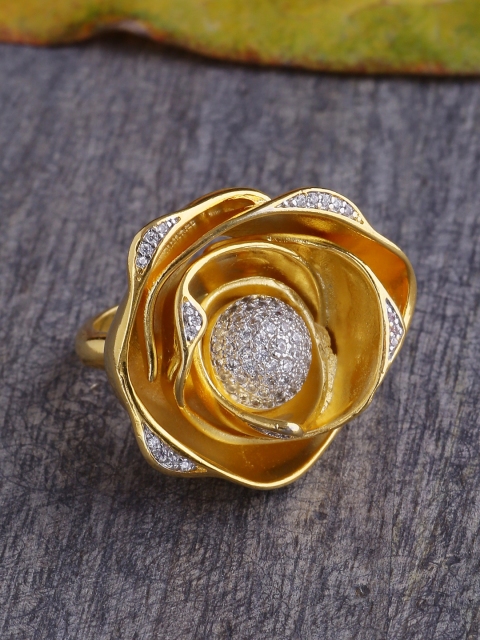 

Tistabene Gold-Plated Stone-Studded Handcrafted Finger Ring
