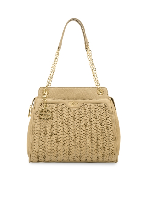 

Eske Beige Textured Leather Shoulder Bag