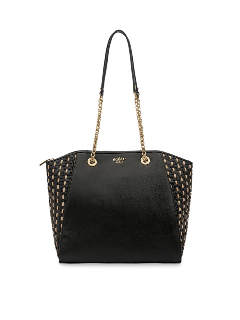 

Eske Black Striped Leather Shoulder Bag