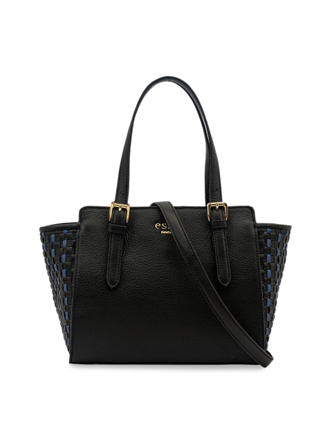 

Eske Black Striped Leather Handheld Bag