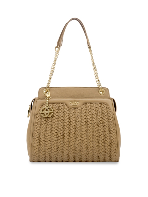 

Eske Beige Textured Leather Shoulder Bag