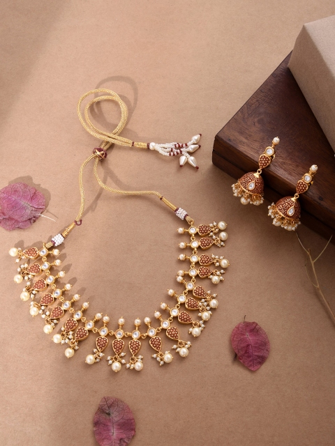 

Tistabene Gold-Plated & Off-White Enamelled Jewellery Set