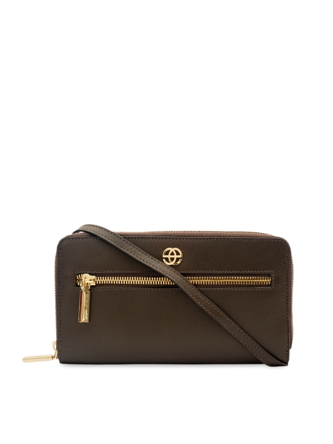 

Eske Women Brown Solid Zip Around Wallet