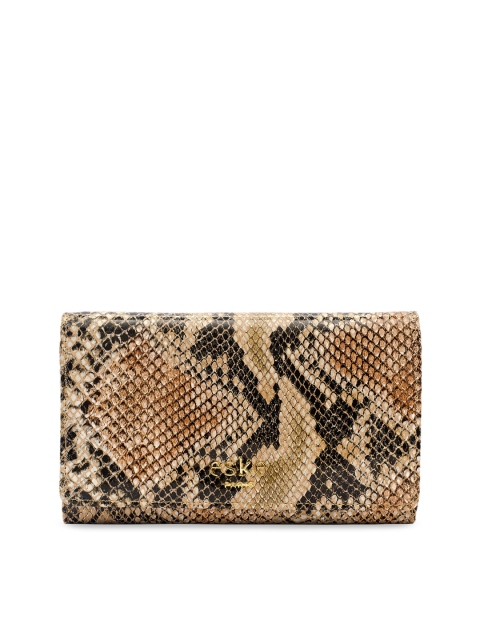 

Eske Women Brown & Black Animal Printed Three Fold Wallet
