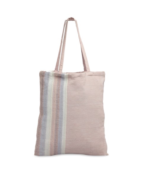 

KLOTTHE Pink & White Set Of 5 Striped Tote Bag