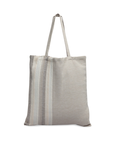 

KLOTTHE Grey & White Set Of 5 Striped Tote Bag