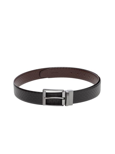 

WELBAWT Men Black & Brown Textured Leather Reversible Belt
