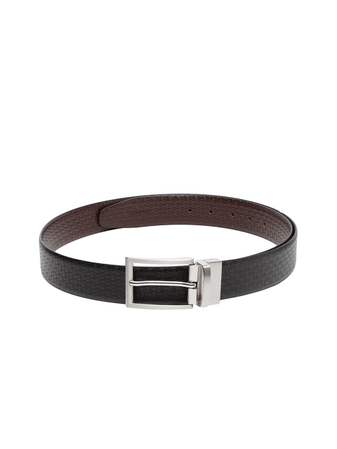 

WELBAWT Men Black & Brown Textured Leather Reversible Belt