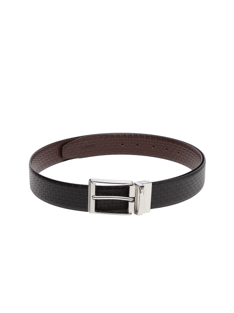 

WELBAWT Men Black & Brown Textured Leather Reversible Belt