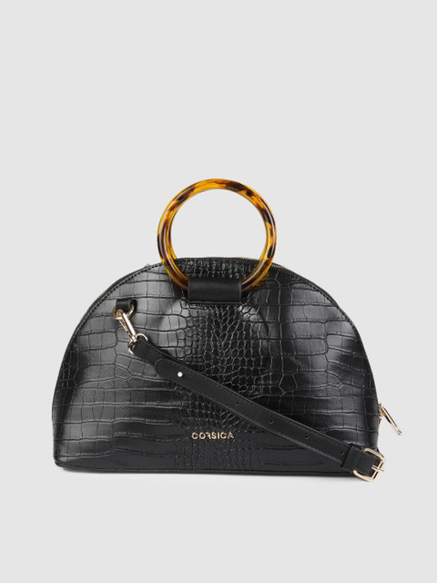 

CORSICA Black Textured Handheld Bag